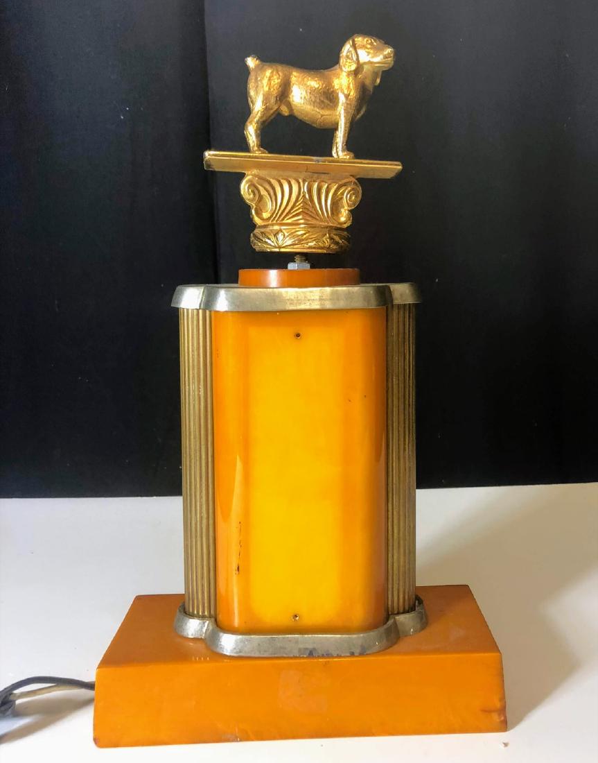 1950 Art Deco Bakelite Trophy witch Dog lamp: 1950 Art Deco Bakelite Trophy witch Dog lamp, measures 12x7 inches