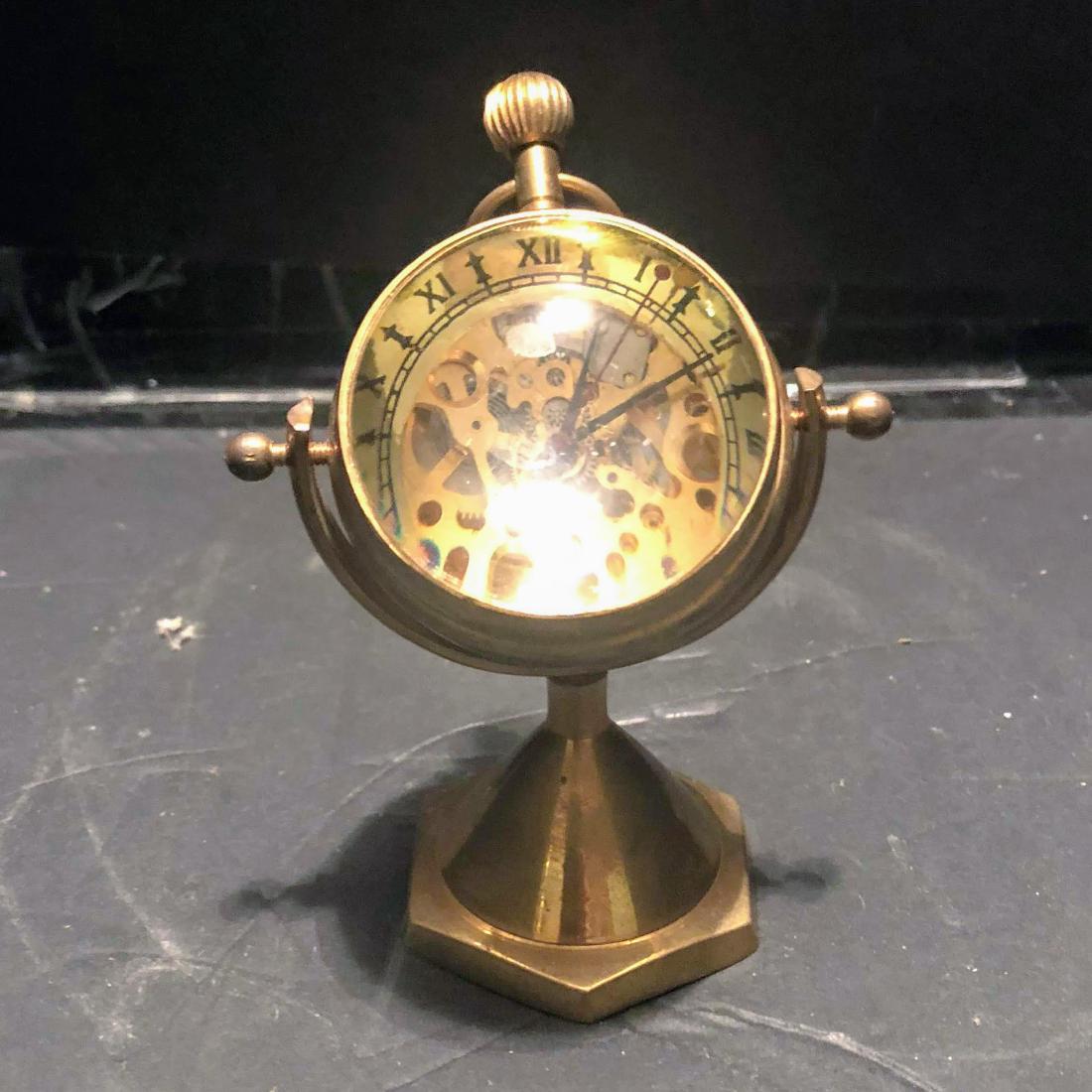 Antique Luxury Desk Table Clocks Big Ball Magnifying: Antique Luxury Desk Table Clocks Big Ball Magnifying Glass Skeleton Back Wind up Mechanical Pocket Watch,measures 5x3 inches