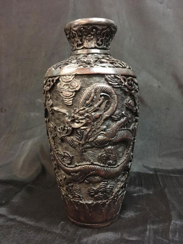 Vintage Chinese Cinnabar Style Vase (1 of 5)