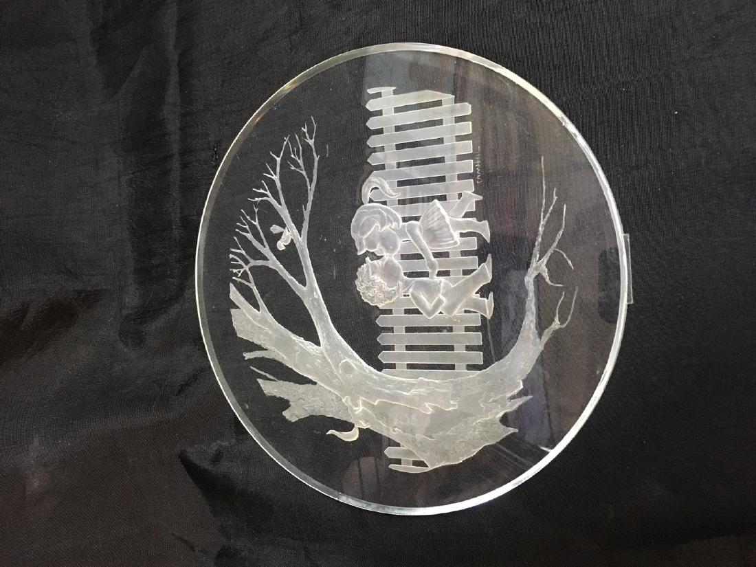 Vintage Signed Mid Century Lucite Round Plaque (1 of 2)