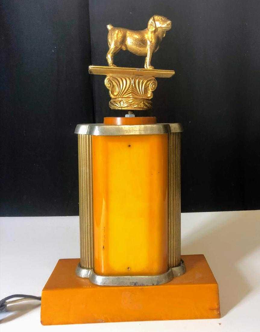 1950 Art Deco Bakelite Trophy witch Dog lamp: 1950 Art Deco Bakelite Trophy witch Dog lamp. Measures 12" x 7" inches