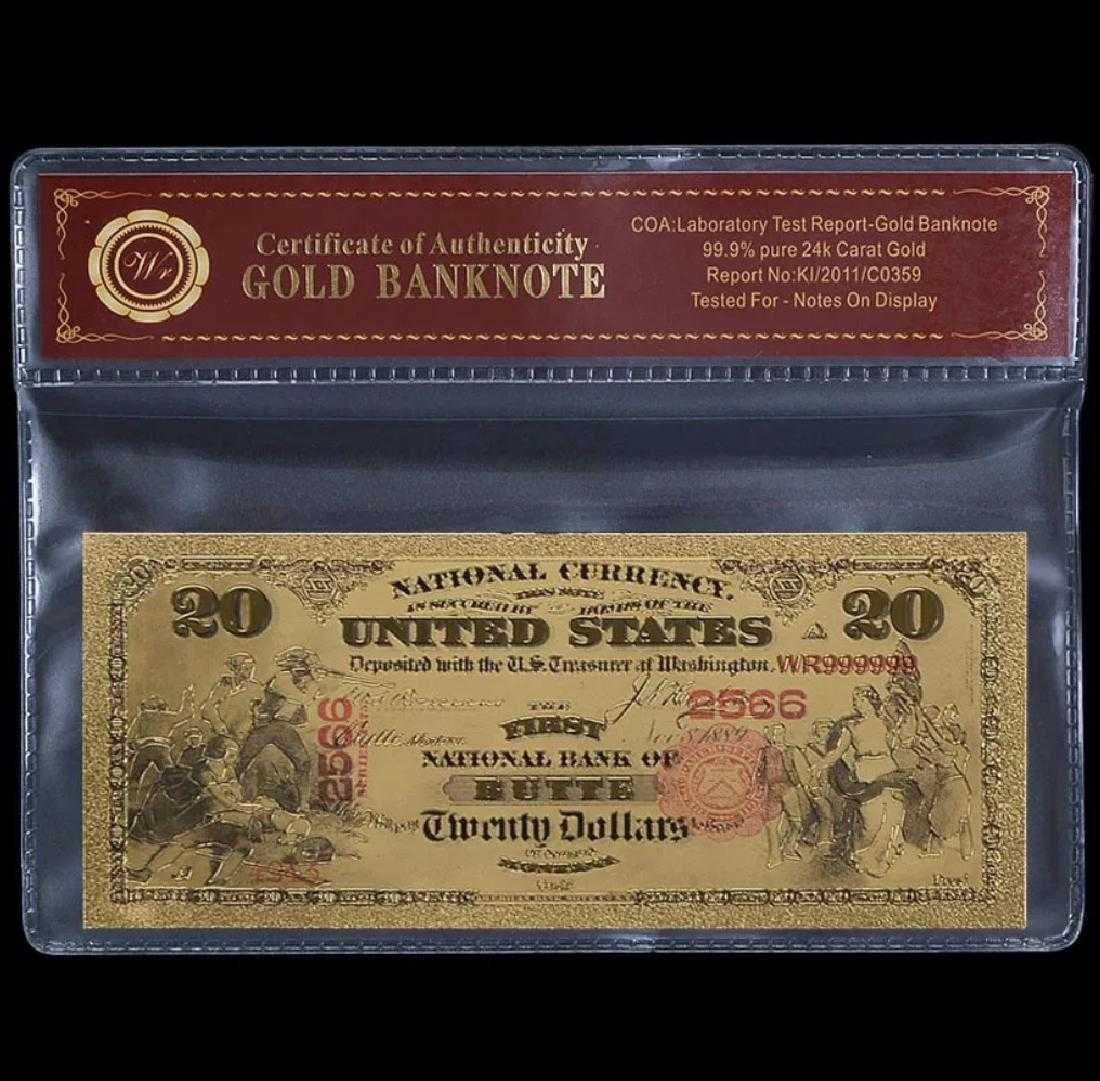 1875 Lab Tested 24k Gold $20 U.S. Banknote (1 of 2)