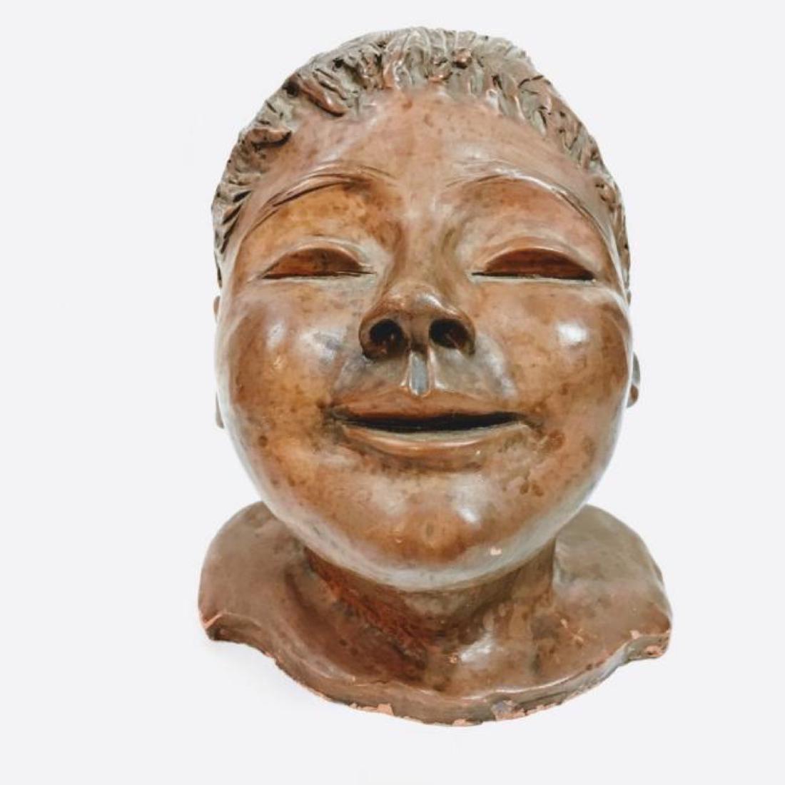 Vintage Terra-cotta young female head sculpture, (1 of 6)