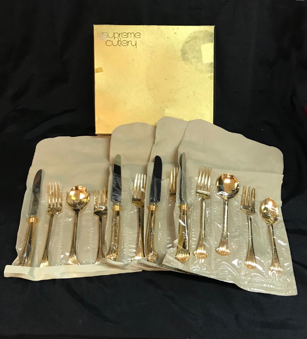 SET 32 PIECE Supreme Cutlery Towle Electroplate GOLD