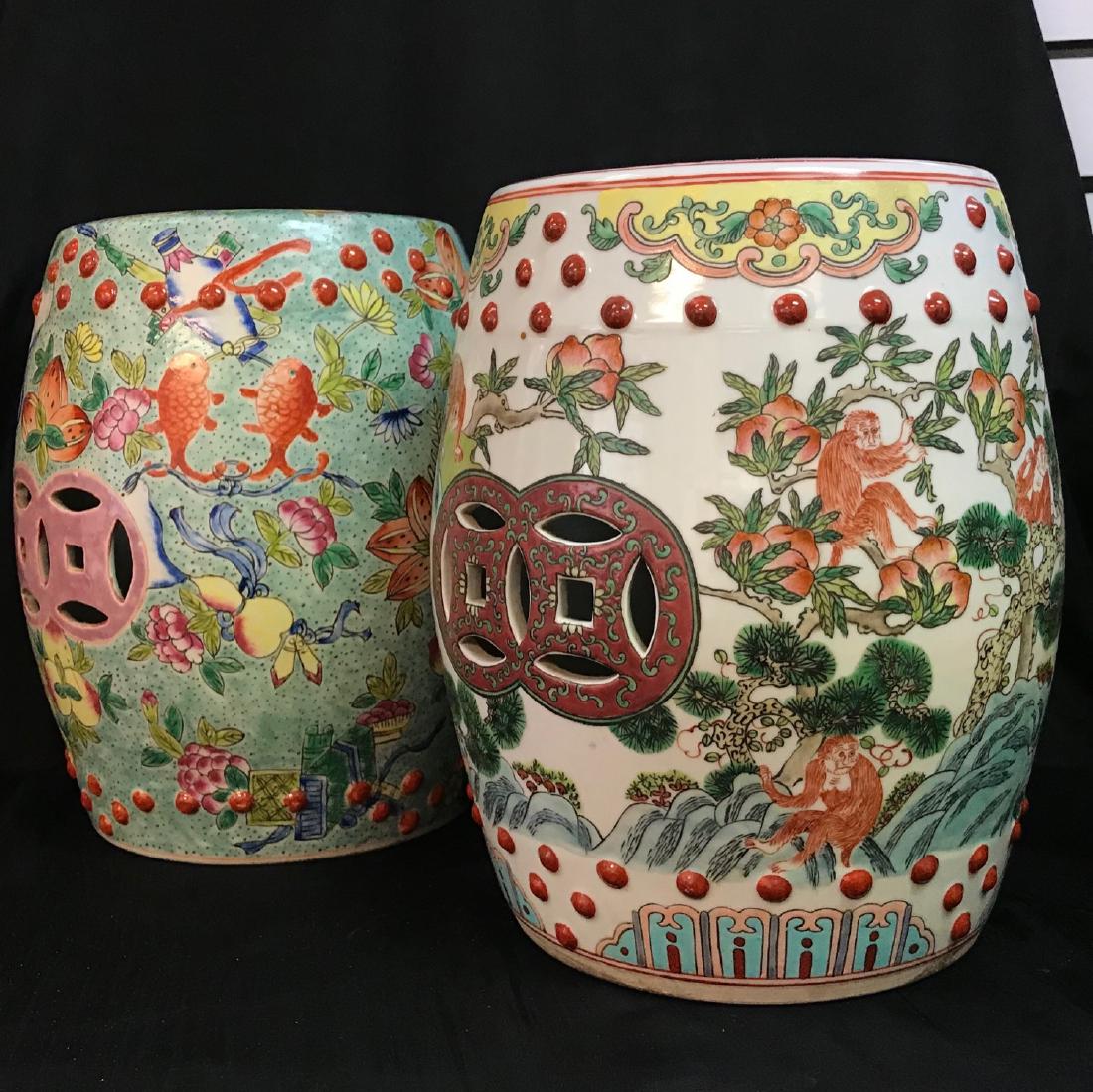 Antique Pair Chinese Porcelain Garden Stools.