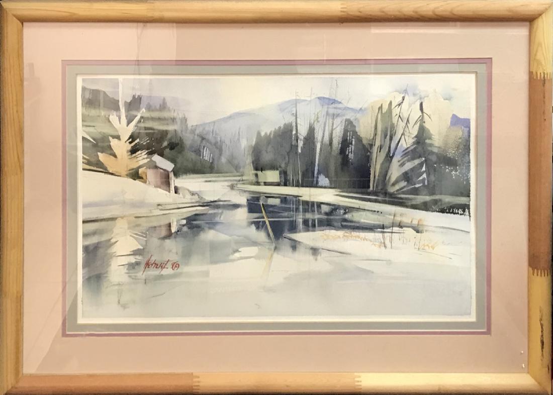 Vintage  Watercolor and pencil / Paper signed (1 of 4)