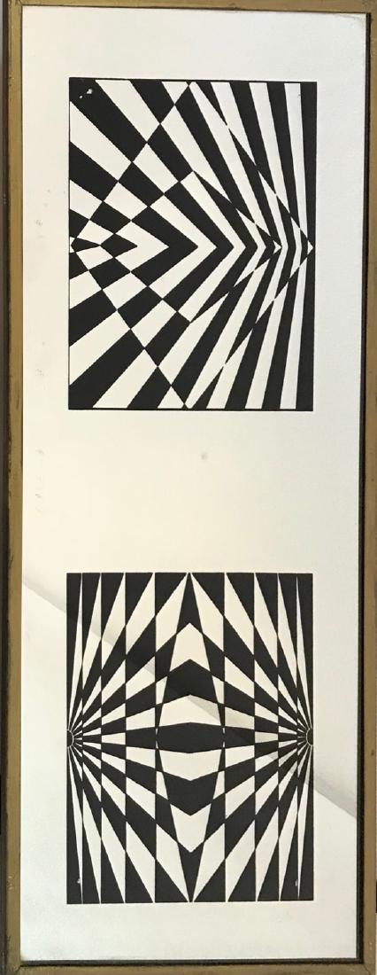 MID CENTURY Optical kinetic acrylic on glass UNKNOWN: MID CENTURY Optical kinetic acrylic on glass UNKNOWN ARTIST, Measures 24" x 12"