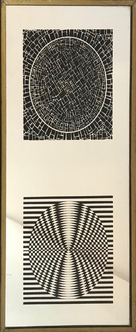 MID CENTURY Optical kinetic acrylic on glass UNKNOWN: MID CENTURY Optical kinetic acrylic on glass UNKNOWN ARTIST, Measures 24" x 12"