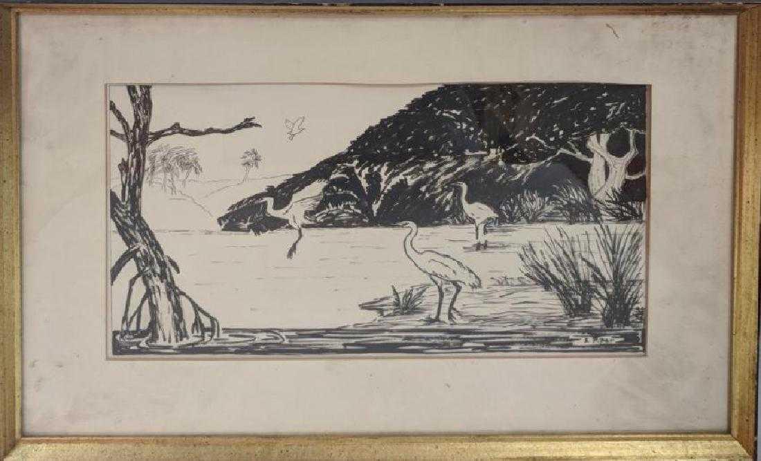 John Egerton christmas Piper: Original Ink on paper signed John Piper.Measures 21" x 16"