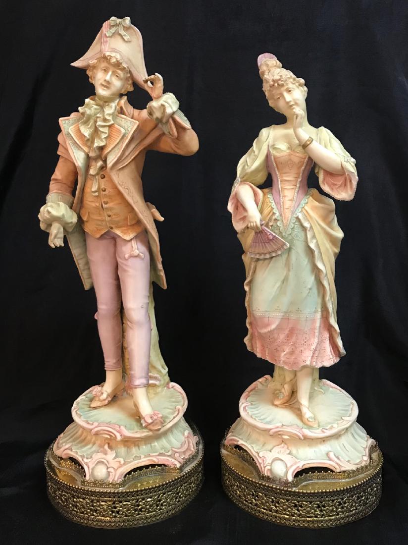 Antique Pair of Royal Dux Bohemia porcelain figures, (1 of 6)
