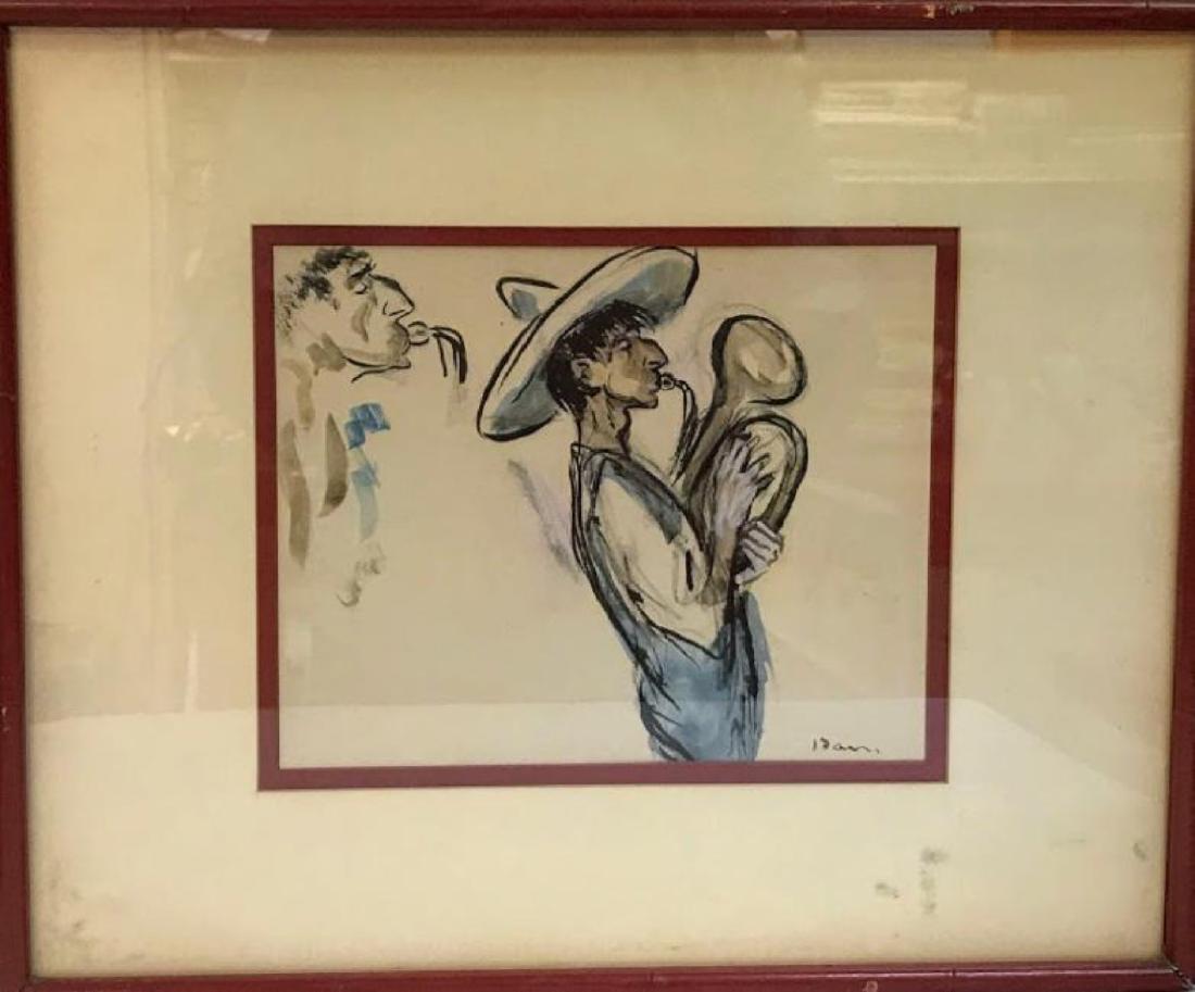 Antique mexican caricaturist signed: Antique mexican caricaturist signed , Measures 14,5" x 17,5"