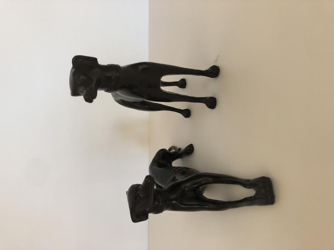 Vintage pair Bronze Greyhound Whippet Dogs Statues (1 of 5)