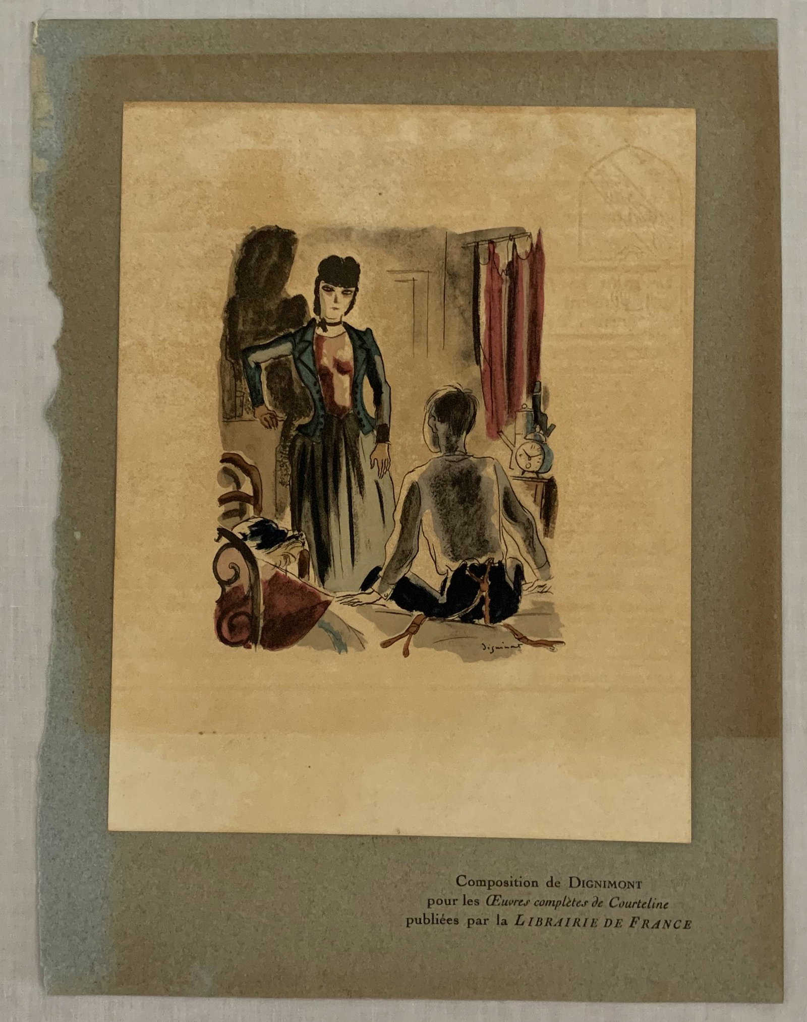 Andre Dignimont (1891-1965) France: Andre Dignimont (1891-1965) France, LithographÂ gouache measures 12.5 x 9.5