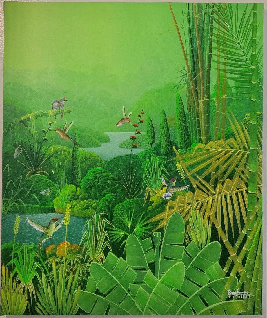 Albott Bonhomme (Born 1963) Haití Art: Albott Bonhomme (Born 1963) Haití Art oil on canvas Signed measures y pones las medidas