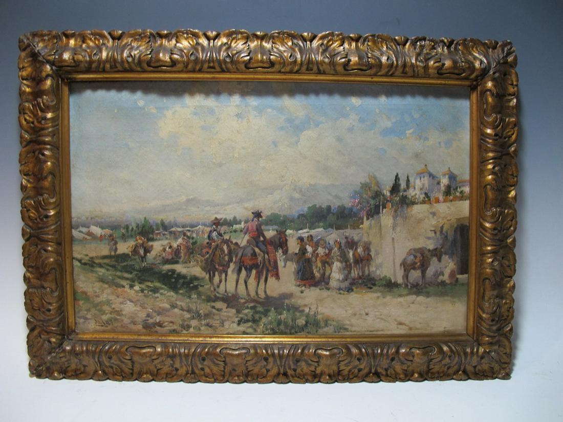 Manuel MENSA SALAS (1875-1938) Spanish artist oil on: Manuel MENSA SALAS (1875-1938) Spanish artist oil on canvas painting, signed. 15 1/4 in H x 21 1/4 in W including frame, 11 1/2 in H x 17 7/8 in W without frame