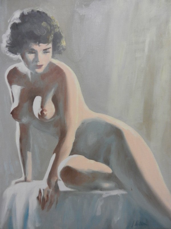 Vintage Milton "Naked Woman" oil on canvas: oil on canvas, signed, framed, 24" x 30"