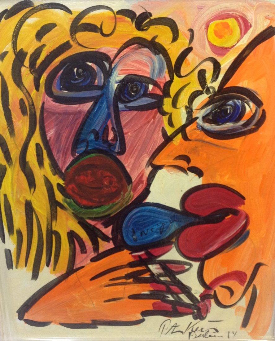Peter Keil (1942): Oil on canvas of two people, signed Peter Keil "Berlin 14". 33" x 39"