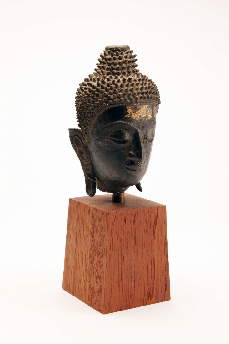 Ancient Thai Bronze Head of Buddha (1 of 4)