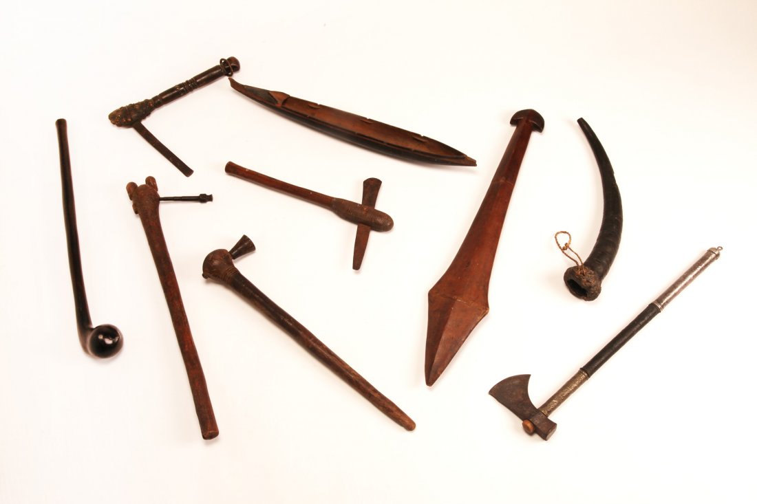 Group of 9 Ethnographic Clubs and Axes (1 of 3)