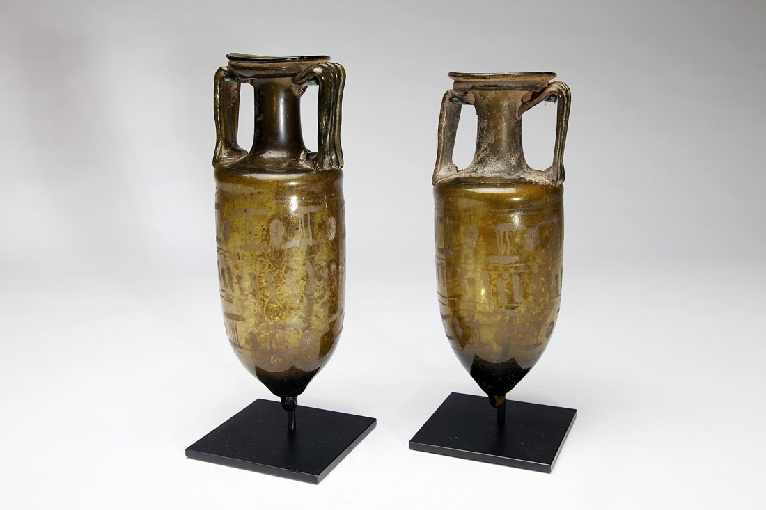 A Pair of Roman Green Glass Amphorae (1 of 12)