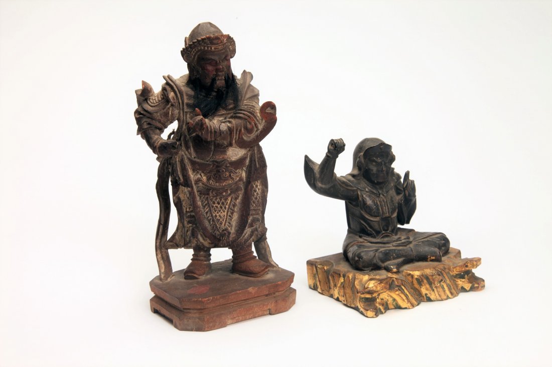 Two Antique Asian Wood Figures (1 of 5)
