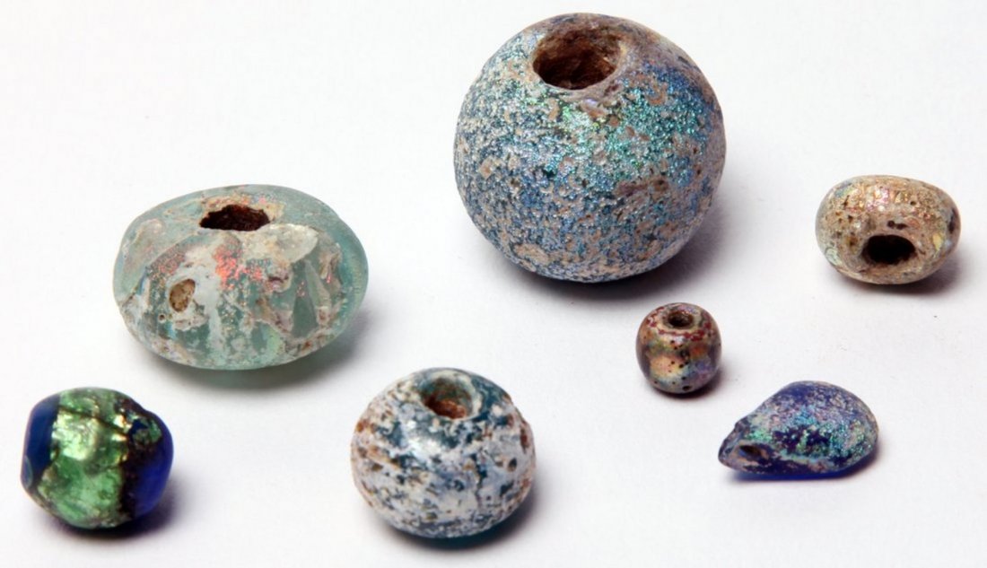 Group of 7 Ancient Glass Beads with Iridescence (1 of 1)