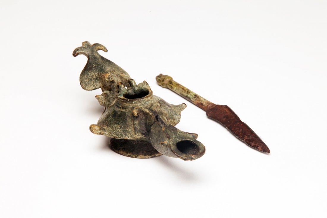 Ancient Bronze Lamp and Knife (1 of 5)