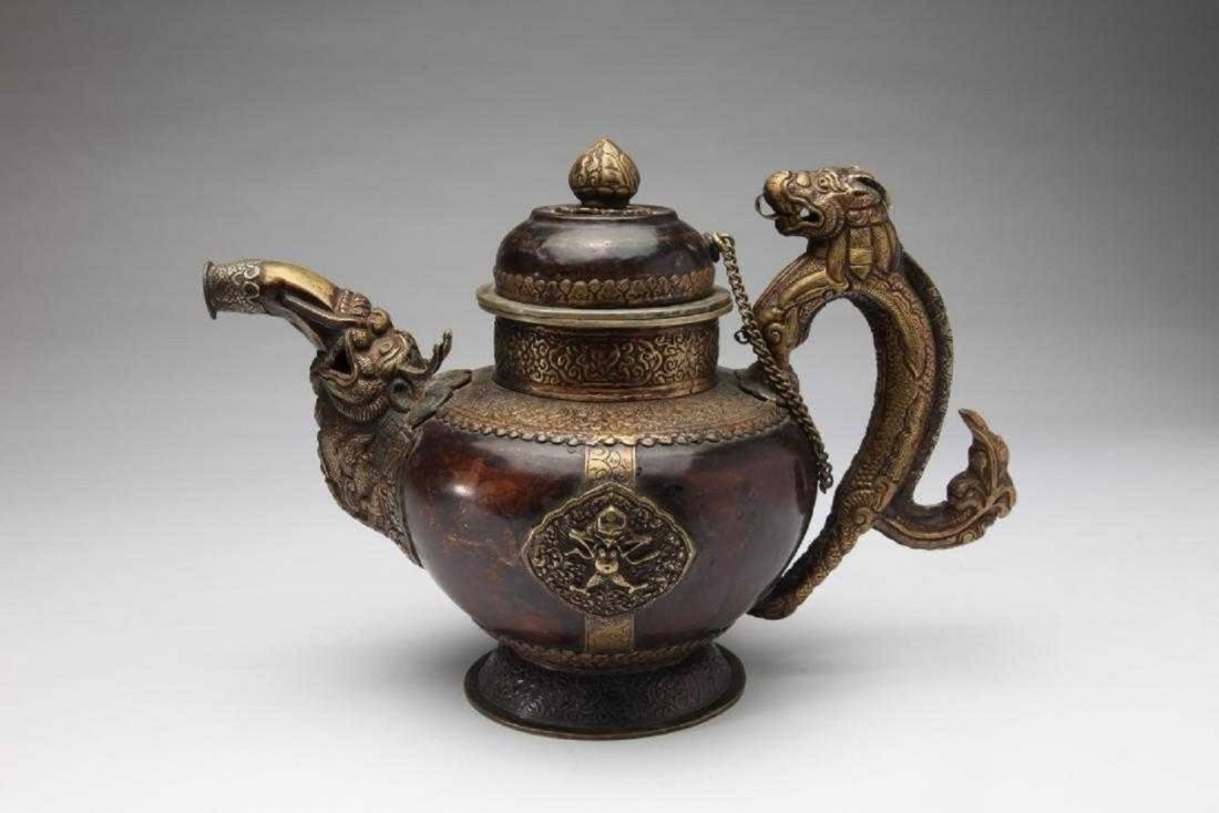 Tibetan Brass & Silver Ewer (1 of 2)