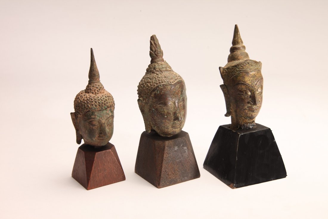 Three Thai Bronze Heads of Buddha (1 of 4)
