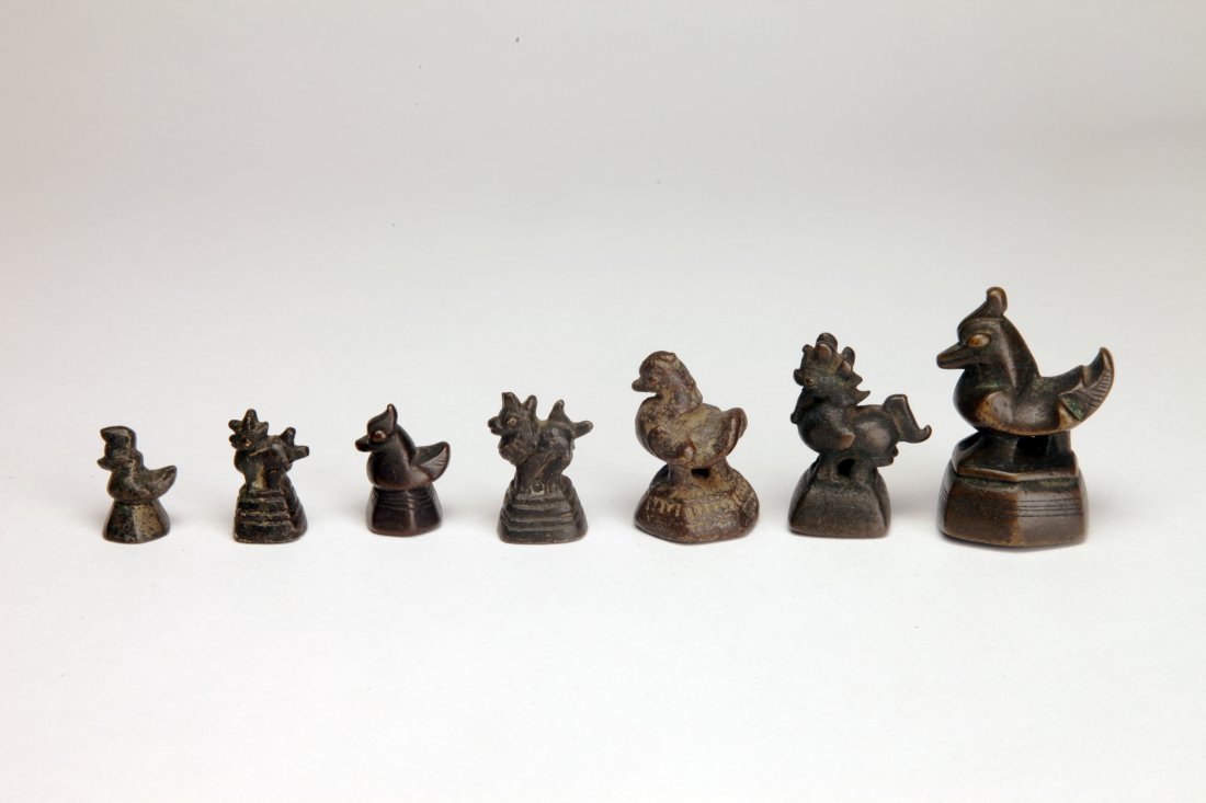 Group of Seven Burmese Bronze Weights (1 of 4)