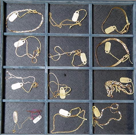 Group Twelve 14k Ladies Chain Bracelets: Group twelve assorted 14k ladies chain bracelets weighing 21 grams in all.
