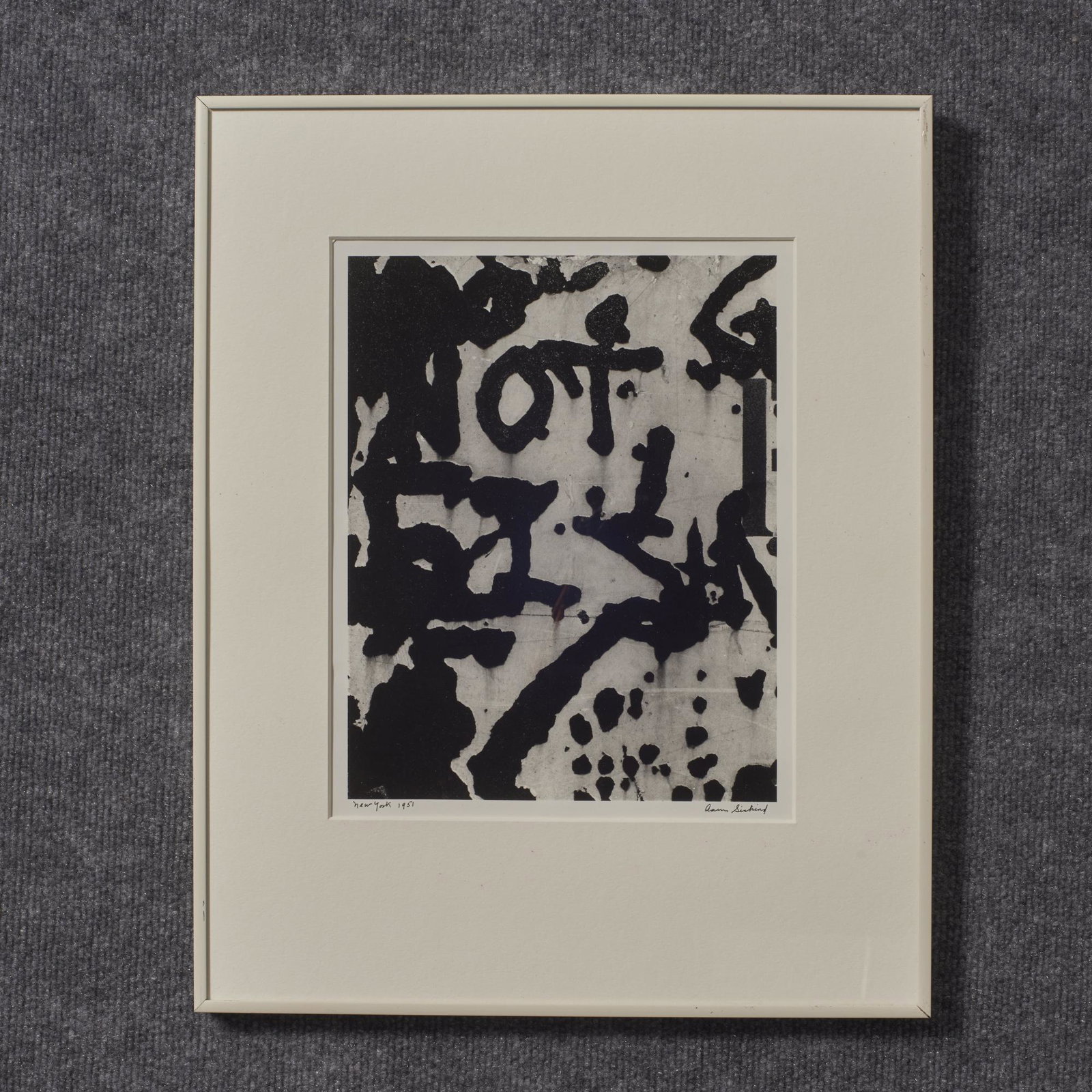 Aaron Siskind (1903-1991) New York 1951 Silver Gelatin: Aaron Siskind (1903-1991) New York 1951 silver gelatin print. Signed lower right and titled lower left framed. Measures: 12" x 9 1/2" sight 20 1/4" x 16 1/4" overall