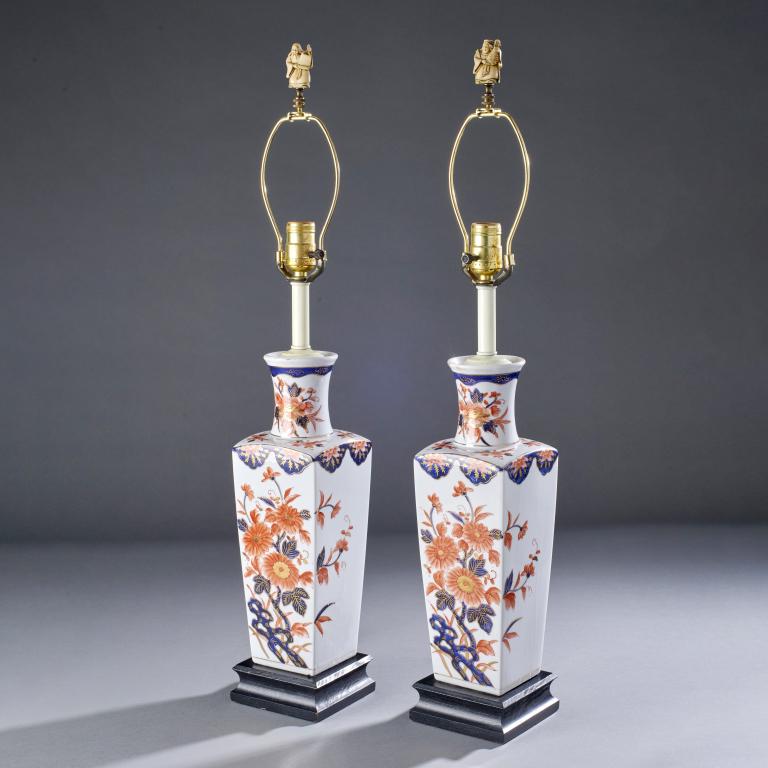 Pair Japanese Imari Vase Lamps (1 of 6)