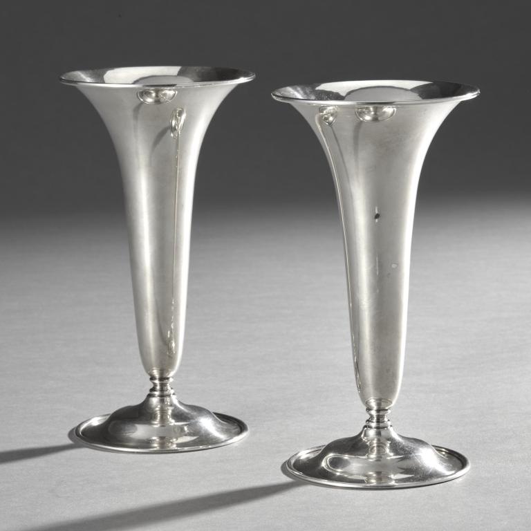 Pair S. Kirk & Son Sterling Silver Trumpet Vases (1 of 2)