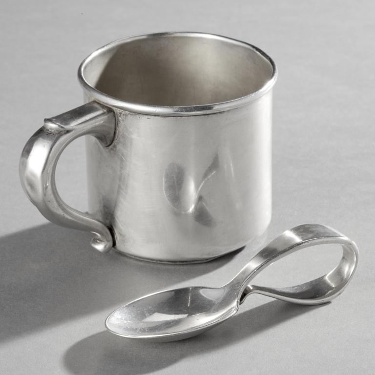 Sterling Silver Cartier Baby Cup and Tiffany Spoon (1 of 4)