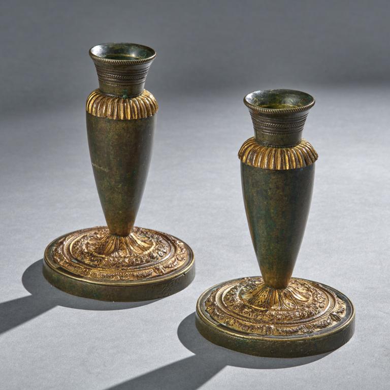 Pair French Empire Gilt Bronze Candlesticks (1 of 3)