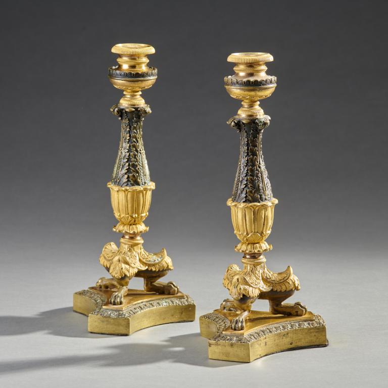 Pair Regency Gilt Bronze Candlesticks (1 of 3)