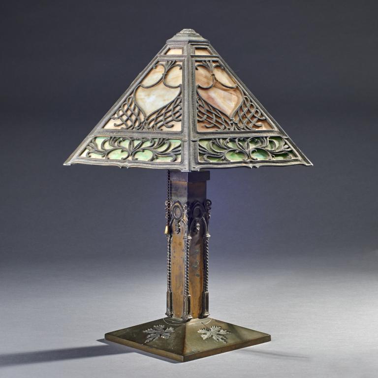 Bradley and Hubbard Slag Glass Table Lamp (1 of 3)