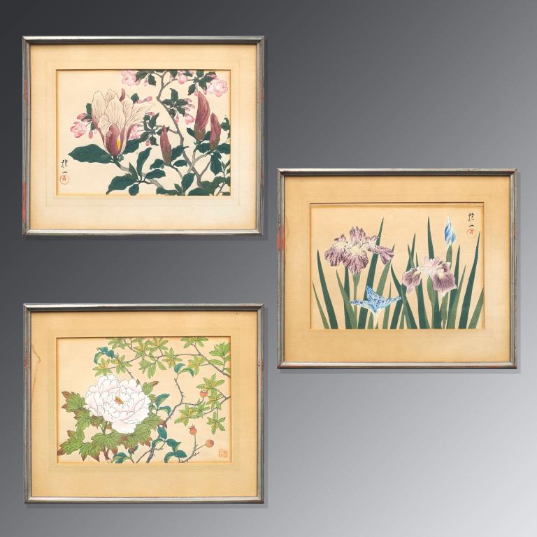 Group of 3 Sakai Hoitsu Floral Woodblock Prints (1 of 6)