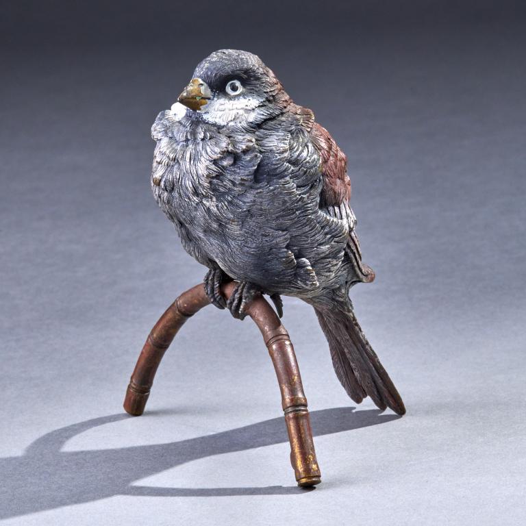 Austrian Cold Painted Bronze Bird on branch (1 of 3)