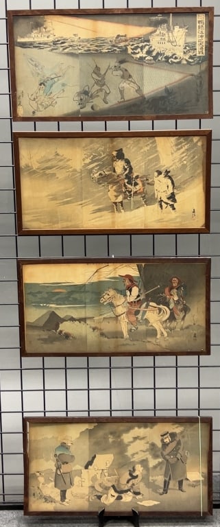 4 Beisaku Sino-Japanese War Triptychs (1 of 5)