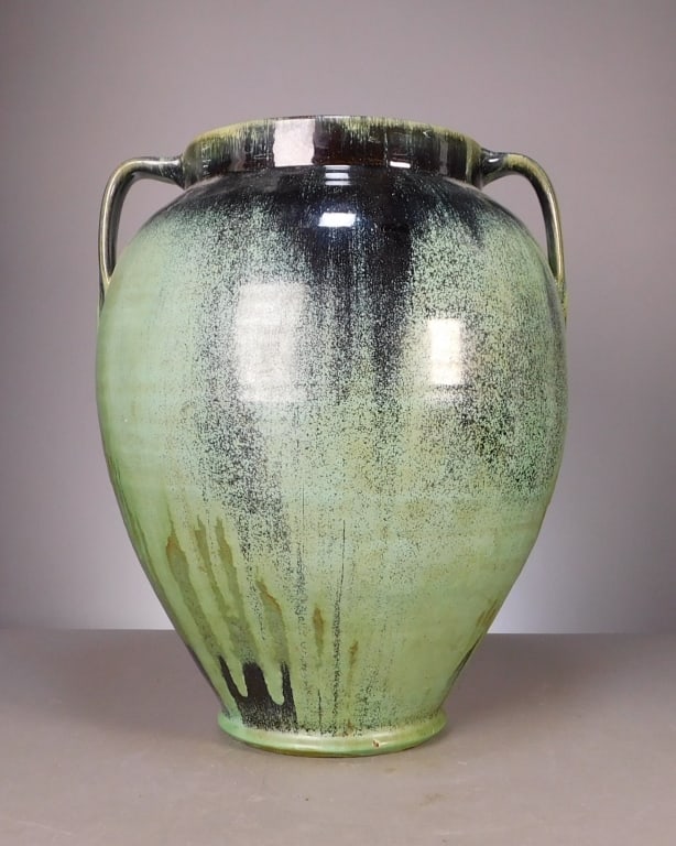 Large 2 Handled Mid-Century Pottery Vase (1 of 6)