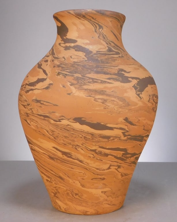 Large Marbled Mid Century Pottery Vase (1 of 6)