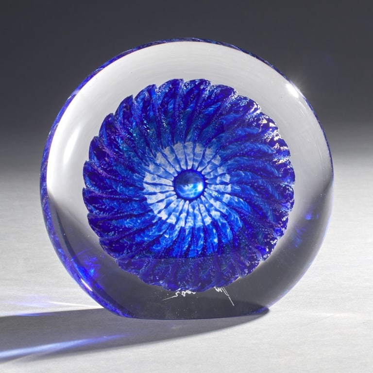 Tom Philabaum Blue Swirl Paperweight (1 of 4)