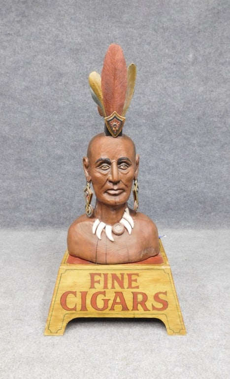 Carved Wood Native American Bust, Signed: Avarista (1 of 5)