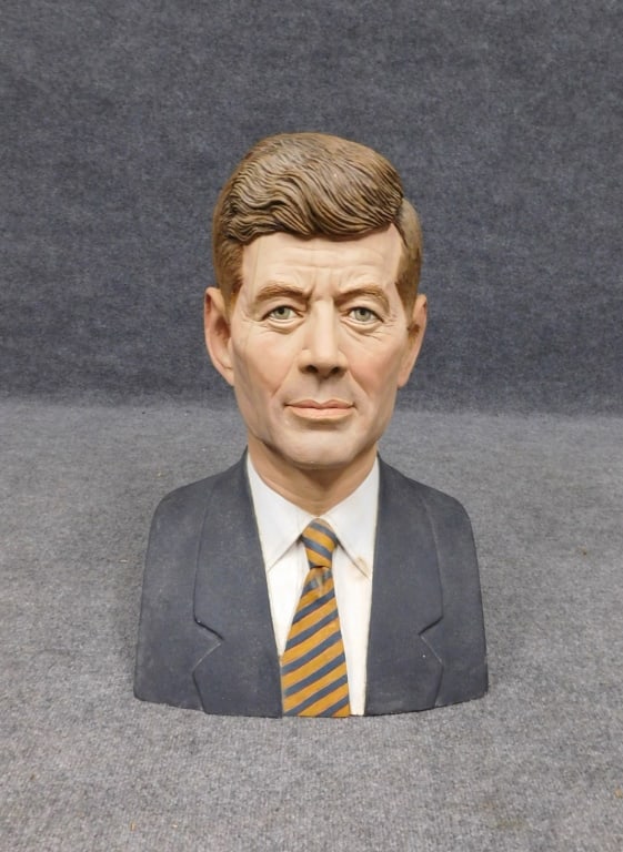La Montagne Carved Wood Bust of John F. Kennedy (1 of 4)