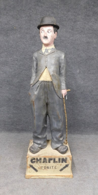 Carved Polychrome Figure of Charlie Chaplin (1 of 4)