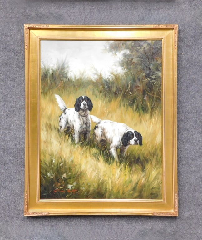 Jim Hutt Oil on Canvas, English Setters (1 of 3)