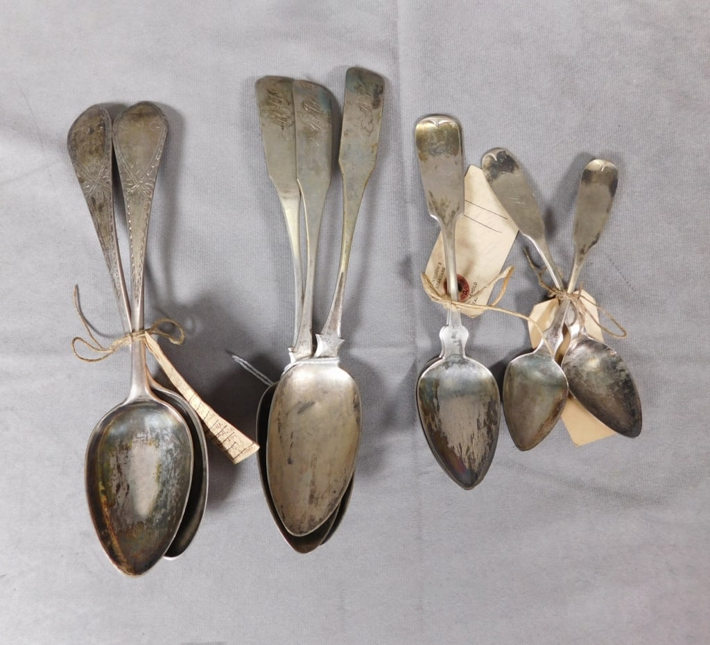 Group of 9 Early American Coin Silver Spoons (1 of 3)