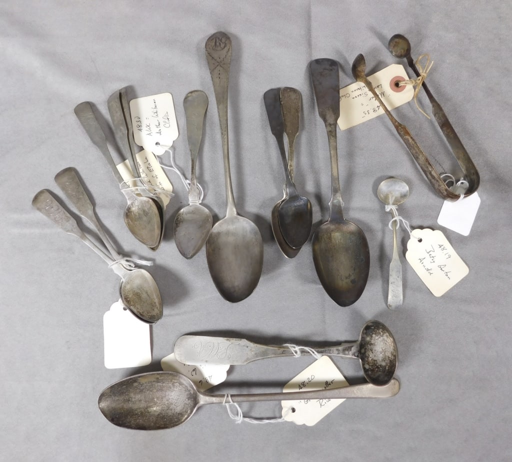 Group of 14 Early American Coin Silver Utensils (1 of 3)
